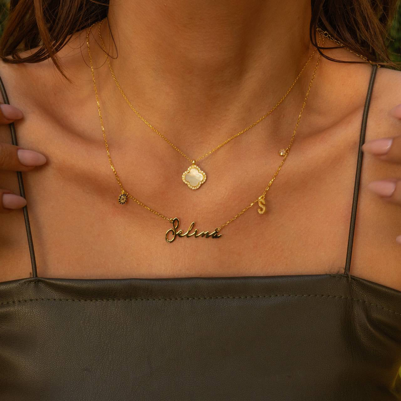 NAME AND LETTER EVIL EYE NECKLACE | 925 SILVER GOLD PLATED