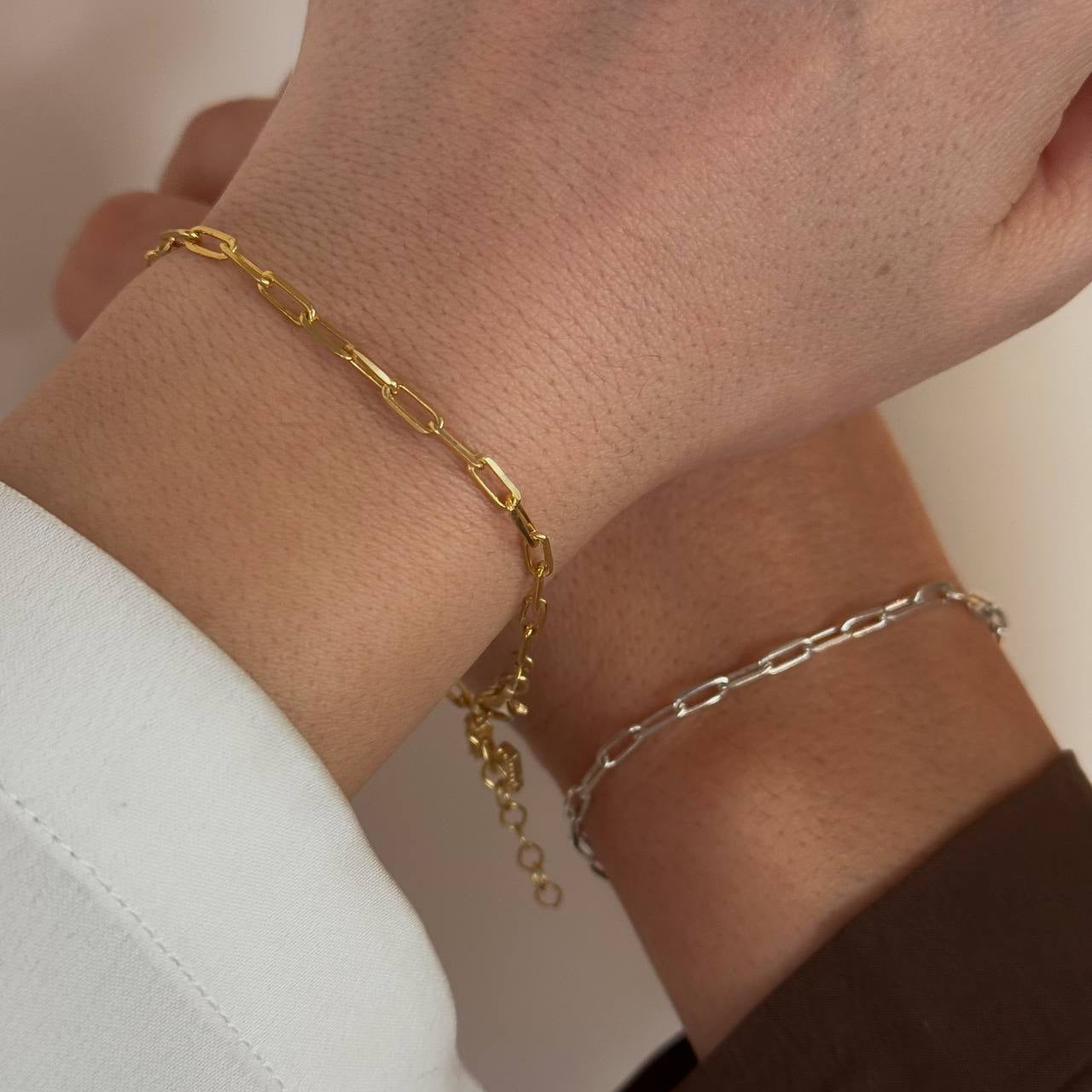 SWITCH CHAIN LETTER DOUBLE BRACELET | 925 SILVER GOLD PLATED