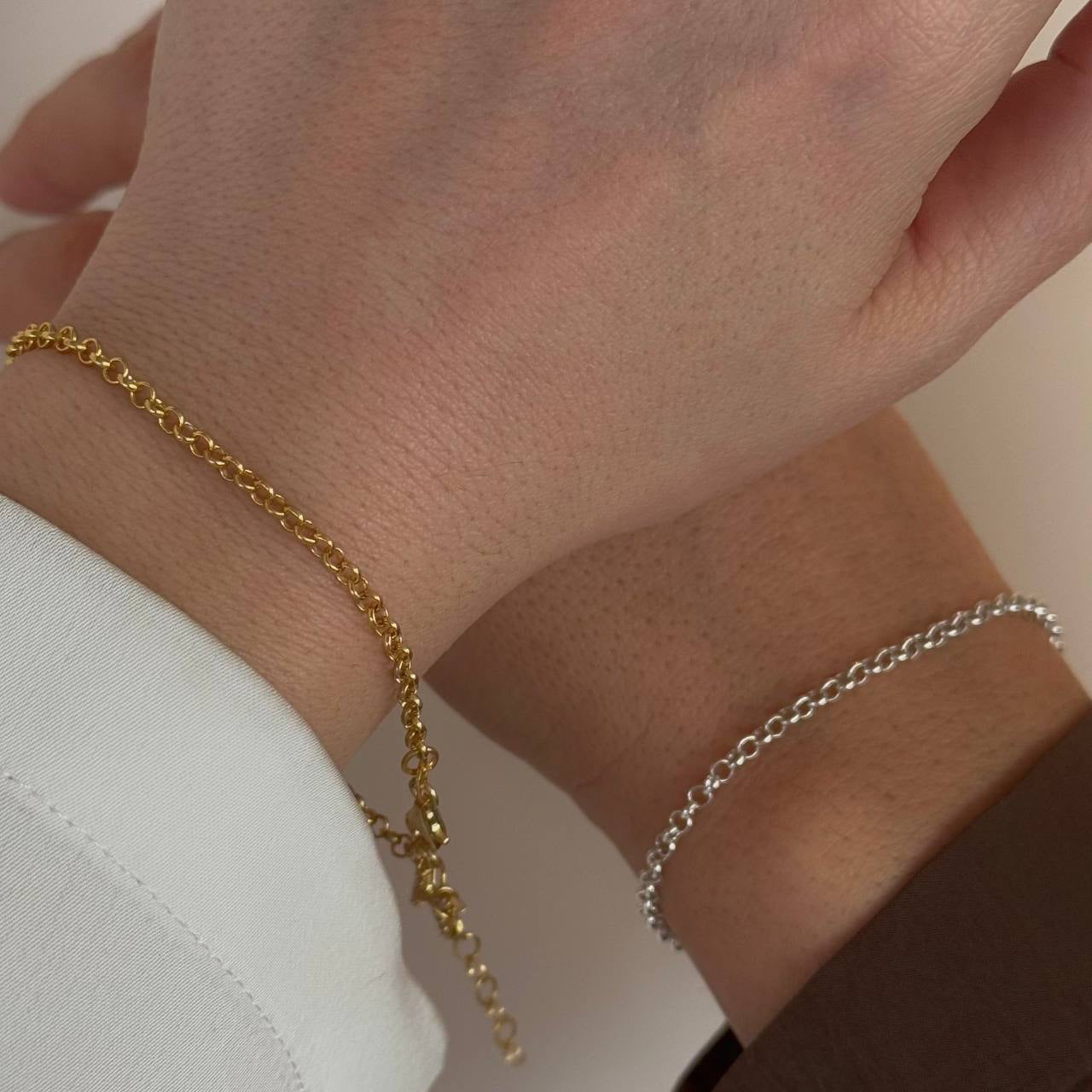 DOCH CHAIN LETTER DOUBLE BRACELET | 925 SILVER GOLD PLATED