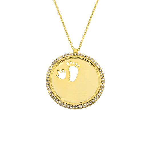 Zirkonia Gravurkette Baby Handfuß (7017633153069)