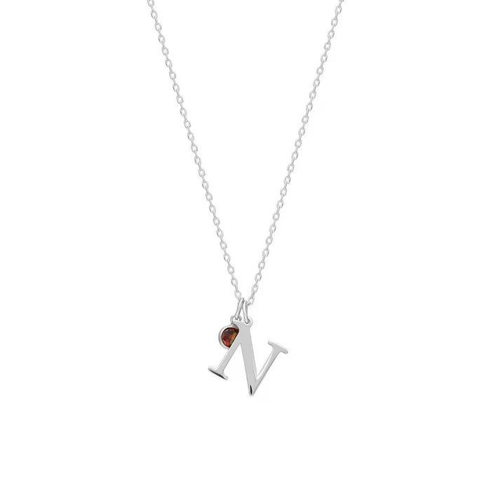LETTER BIRTHSTONE NECKLACE | 925 SILVER GOLD PLATED
