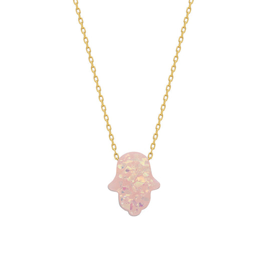 FATIMAS HAND OPAL KETTE PINK (8205452509486)