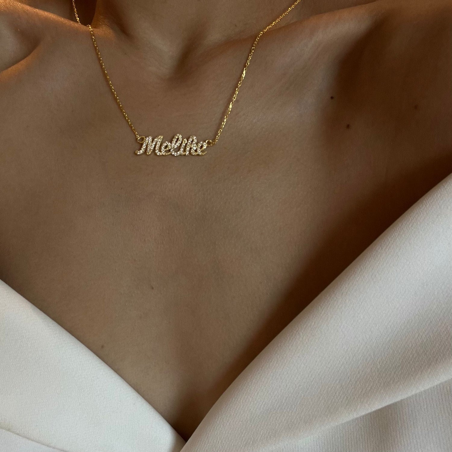 FULL STONE NAME NECKLACE | 925 SILVER GOLD PLATED