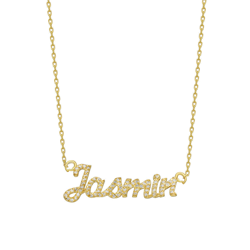 FULL STONE NAME NECKLACE | 925 SILVER GOLD PLATED