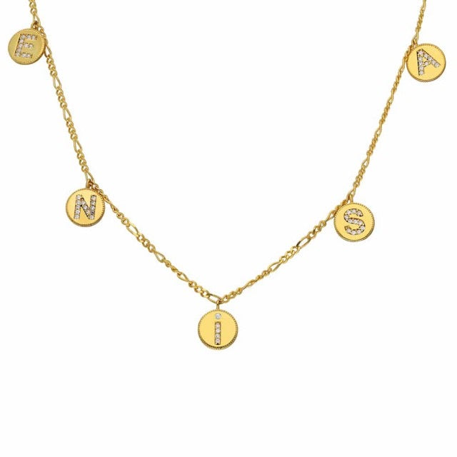 YUVARLAK TAŞLI CHOCKER İSİMLİ FİGARO KOLYE