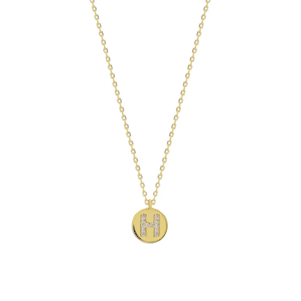 MINI ZIRCON STONE LETTER NECKLACE | 925 SILVER GOLD PLATED
