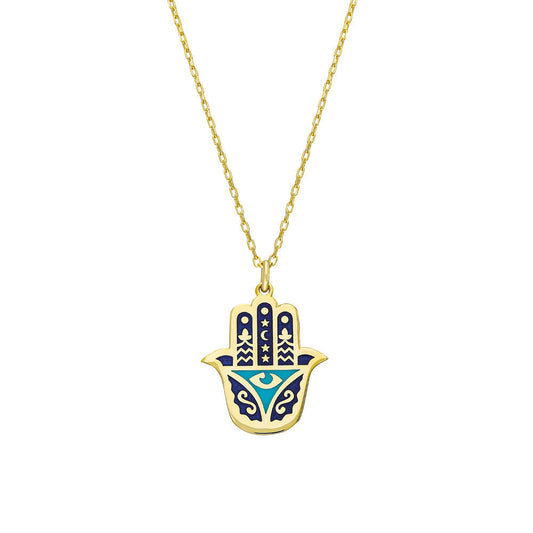 ENAMEL HAMSA FATMA NECKLACE MODEL 2 | 925 SILVER GOLD PLATED