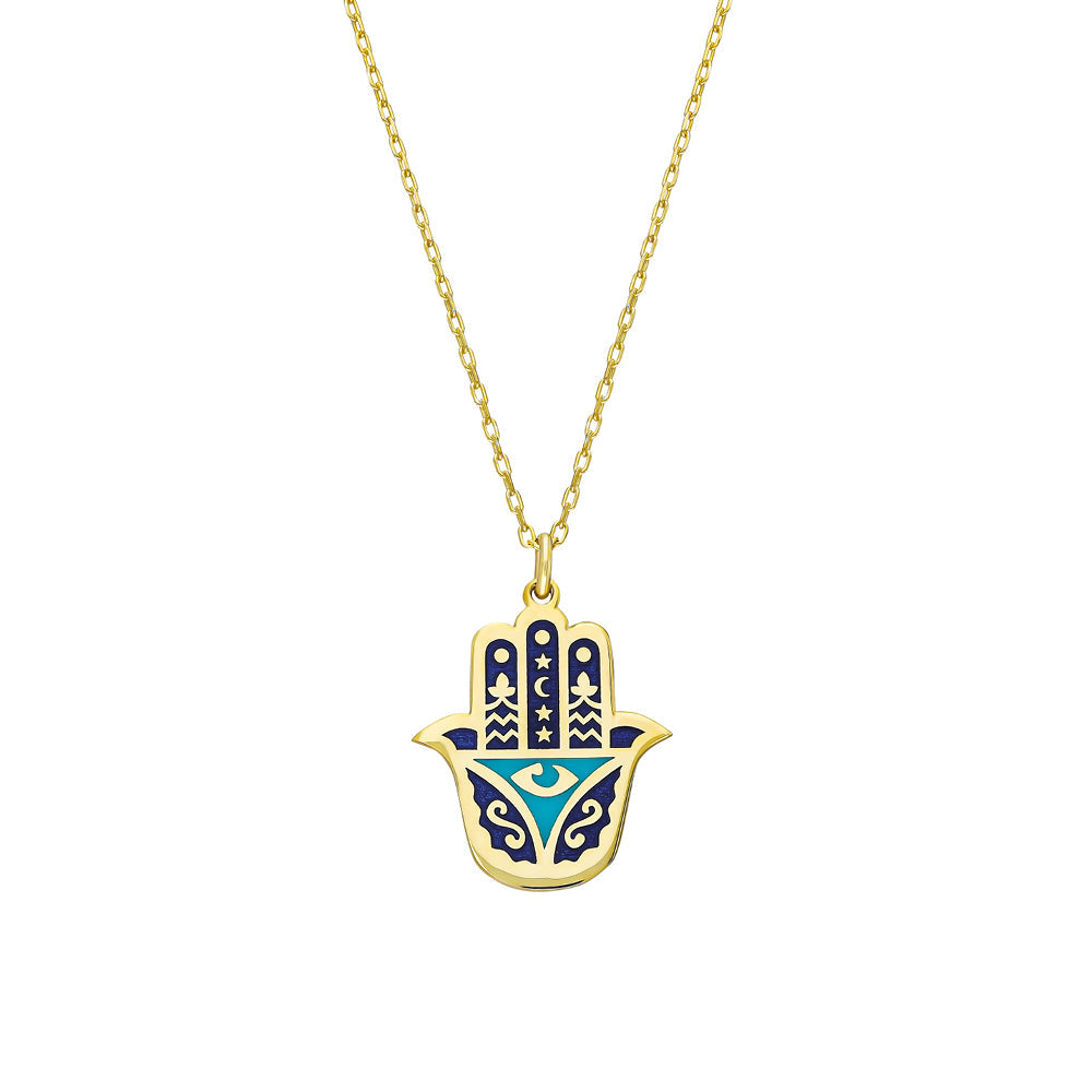 MİNELİ HAMSA KOLYE MODEL 2