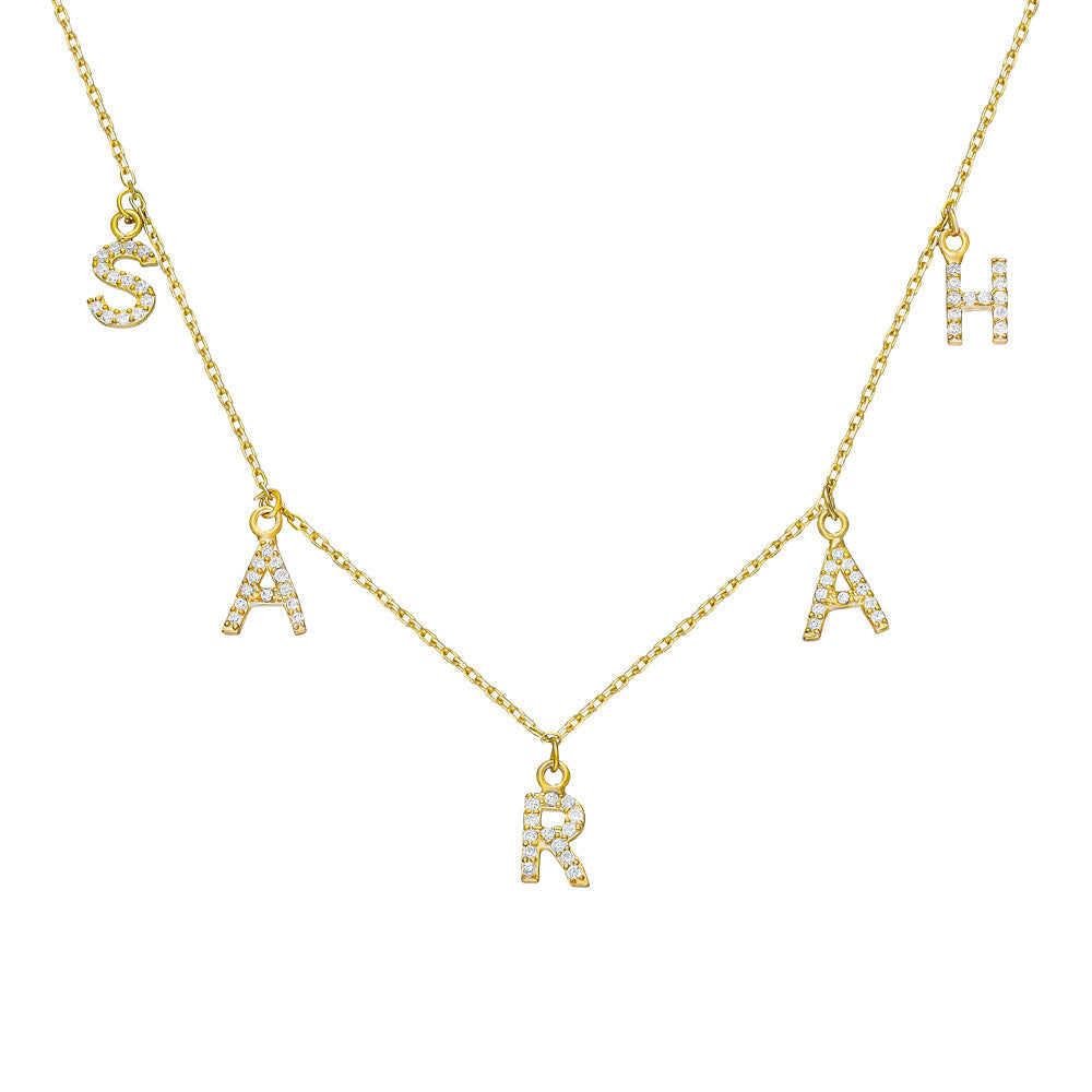 ZIRCON MINI LETTER CHOCKER NECKLACE | 925 SILVER GOLD PLATED