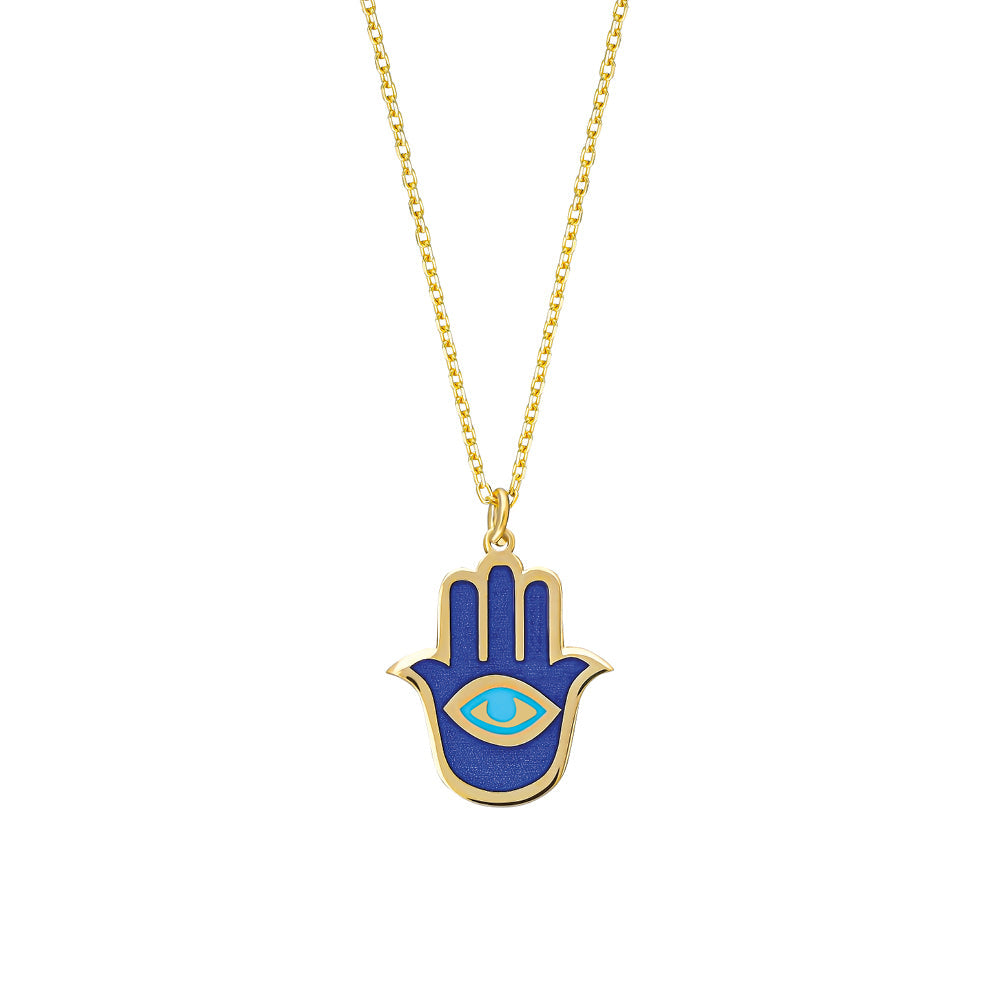 MİNELİ HAMSA KOLYE