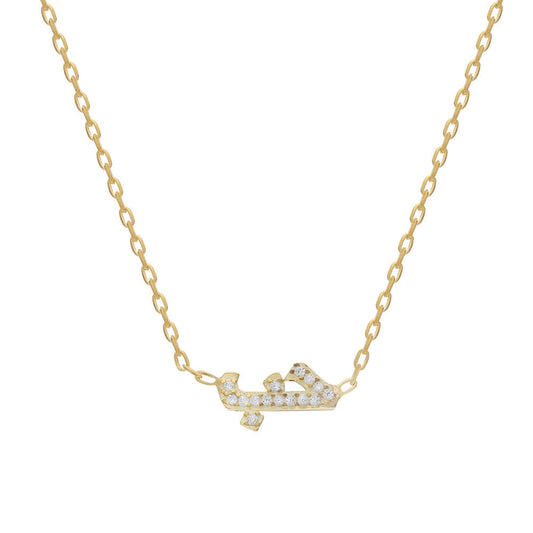 ZIRCON STONE ARABIC LOVE NECKLACE | 925 SILVER GOLD PLATED