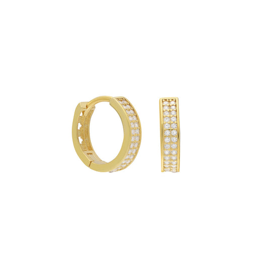ZIRCON STONE STAR DETAIL EARRINGS | 925 SILVER GOLD PLATED