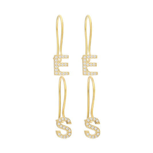 LETTER HOOPS EARRINGS | 925 SILVER GOLD PLATED
