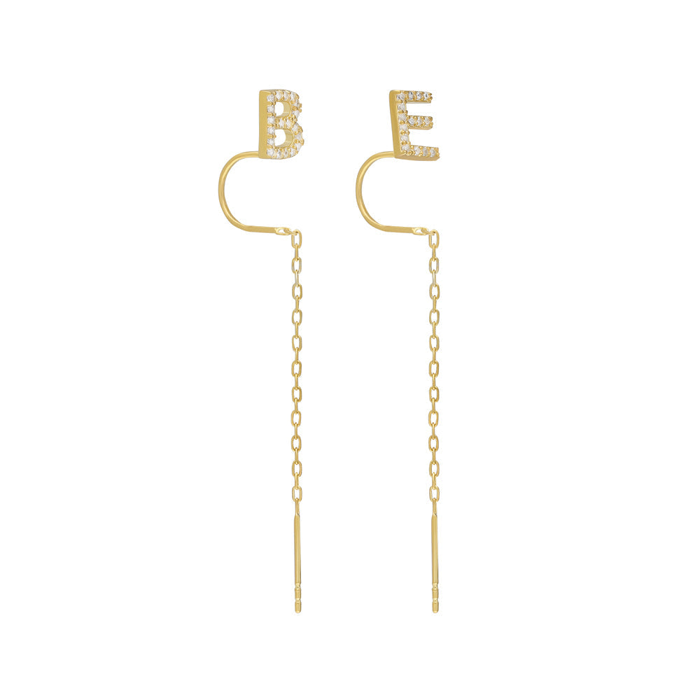 LETTER DANGLE EARRINGS | 925 SILVER GOLD PLATED