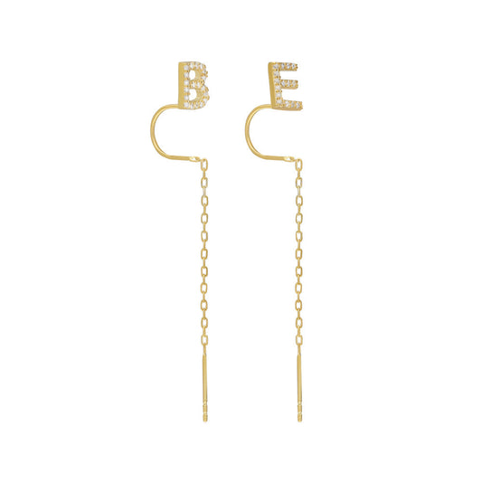 LETTER DANGLE EARRINGS | 925 SILVER GOLD PLATED