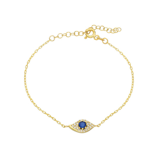 BLUE STONE EYE NAZAAR BRACELET | 925 SILVER GOLD PLATED