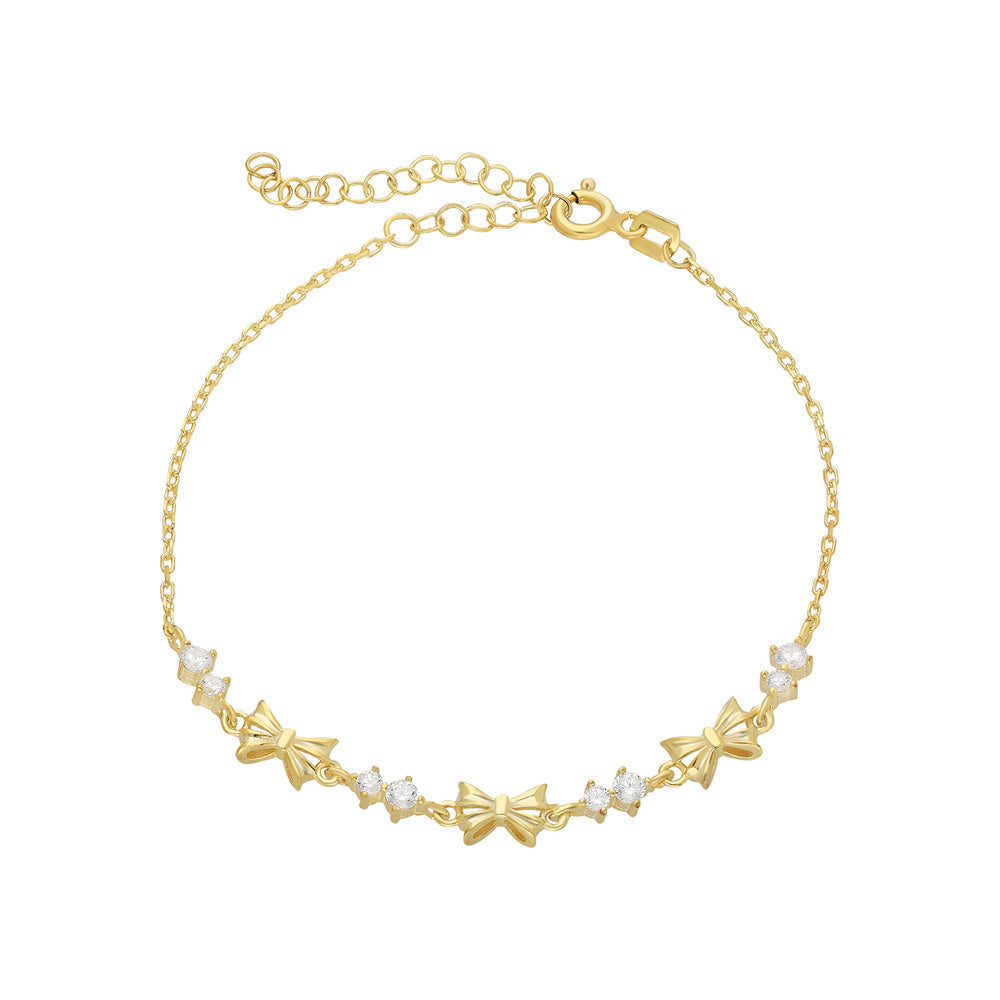 STONE SWEET BOW BRACELET | 925 SILVER GOLD PLATED