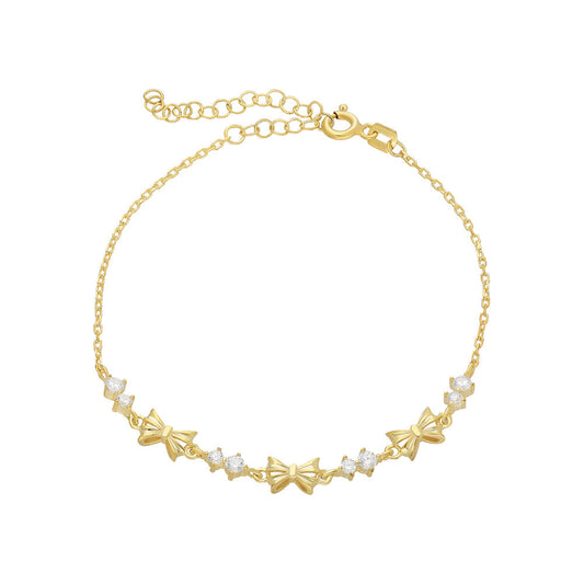 STONE SWEET BOW BRACELET | 925 SILVER GOLD PLATED
