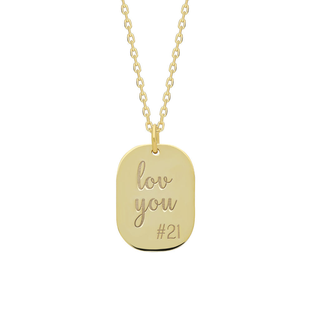 ENGRAVED OVAL NECKLACE | 925 SILVER GOLD PLATED