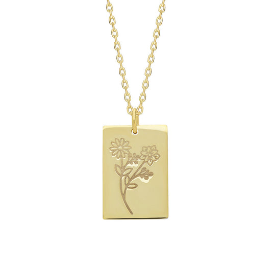 ENGRAVED FLOWER NECKLACE | 925 SILVER GOLD PLATED