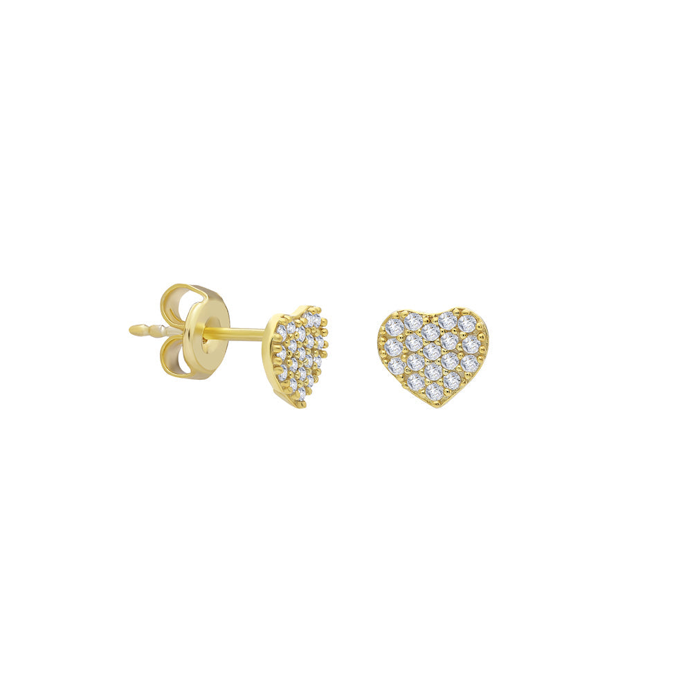 ZIRCON STONE HEART EARRINGS | 925 SILVER GOLD PLATED