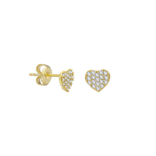 ZIRCON STONE HEART EARRINGS | 925 SILVER GOLD PLATED