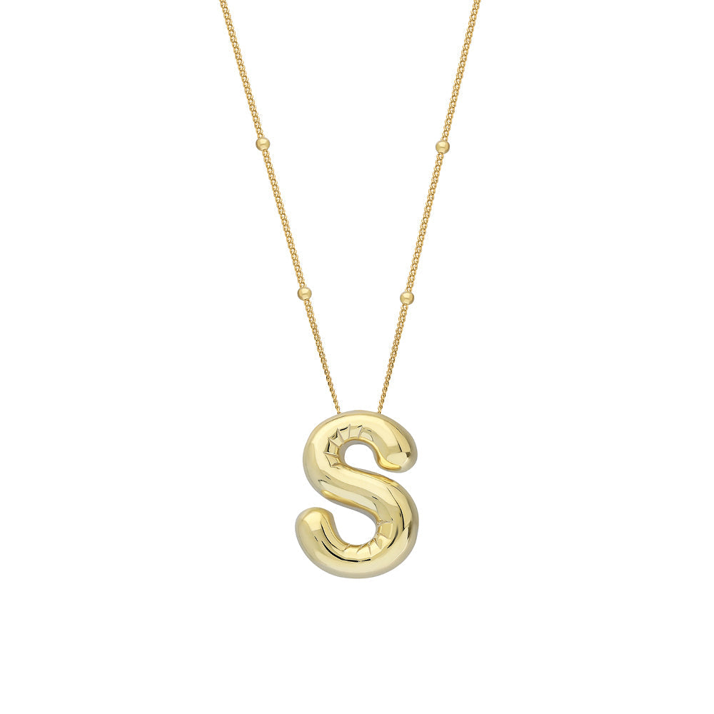 BALLOON VOLUME LETTER NECKLACE | 925 SILVER GOLD PLATED