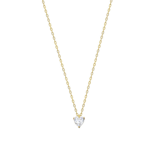MINI HEART NECKLACE WITH STONE | 925 SILVER GOLD PLATED
