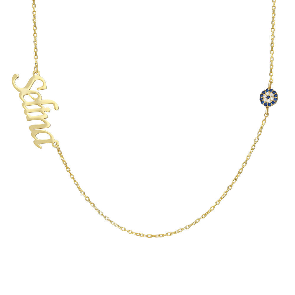 NAME STONE NAZAAR NECKLACE | 925 SILVER GOLD PLATED