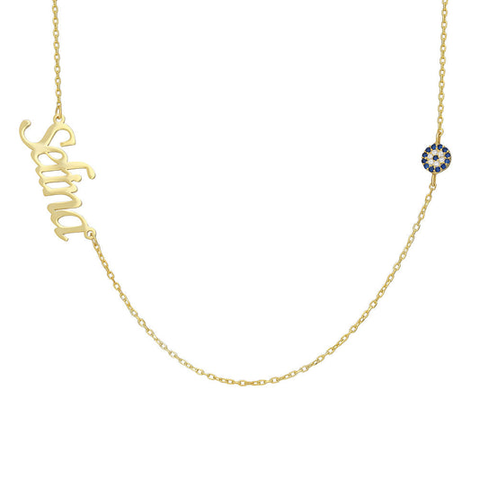 NAME STONE NAZAAR NECKLACE | 925 SILVER GOLD PLATED
