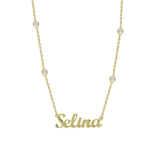 TİFF STONE NAME NECKLACE | 925 SILVER GOLD PLATED
