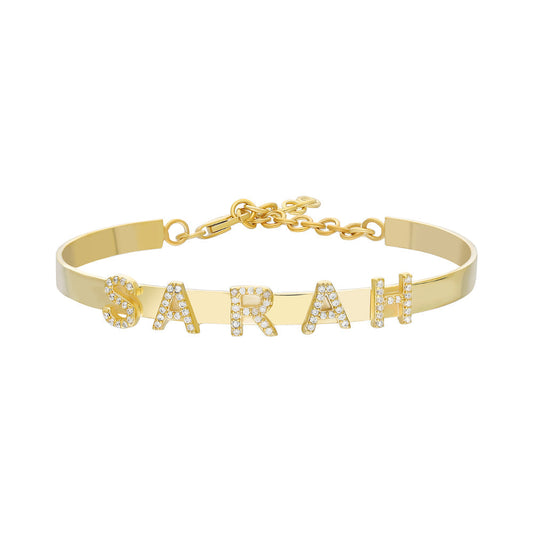 ITALIAN ZIRCON STONE NAMED BRACELET | 925 SILVER GOLD PLATED