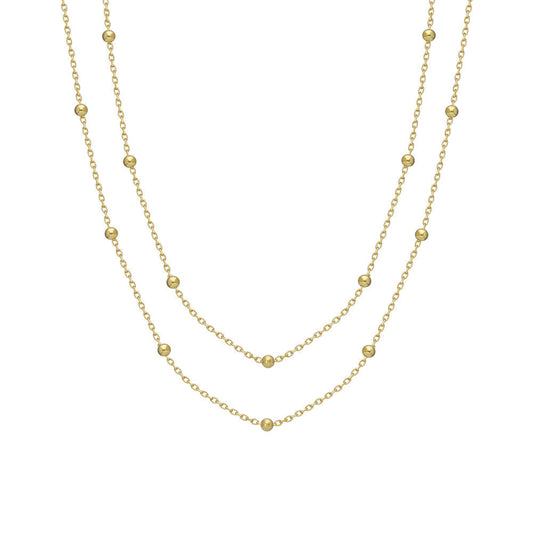DOUBLE BALL NECKLACE CHAIN | 925 SILVER GOLD PLATED