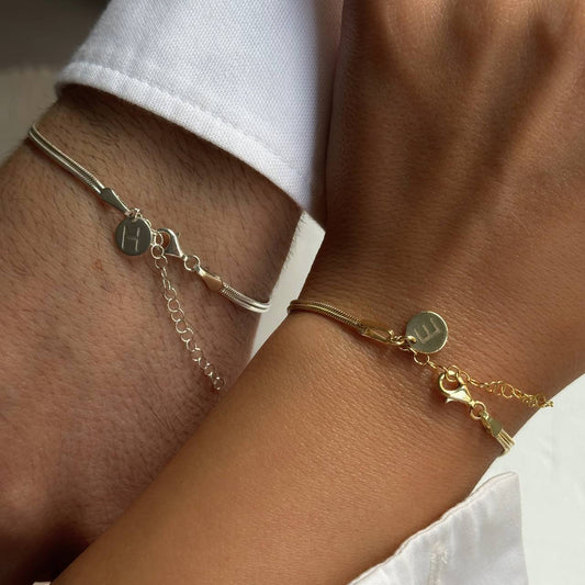 LETTER KNOT COUPLE BRACELET | 925 SILVER GOLD PLATED