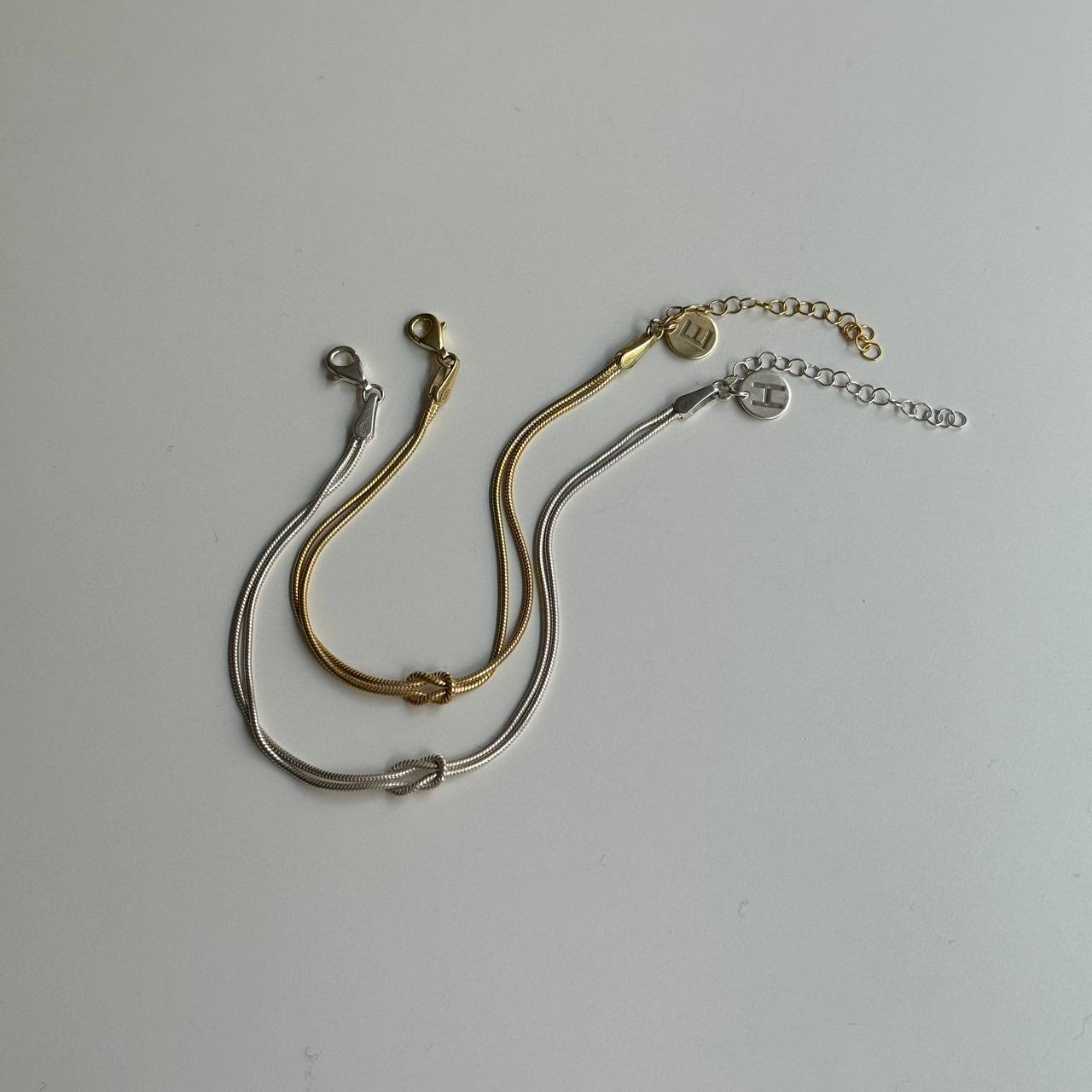 LETTER KNOT COUPLE BRACELET | 925 SILVER GOLD PLATED