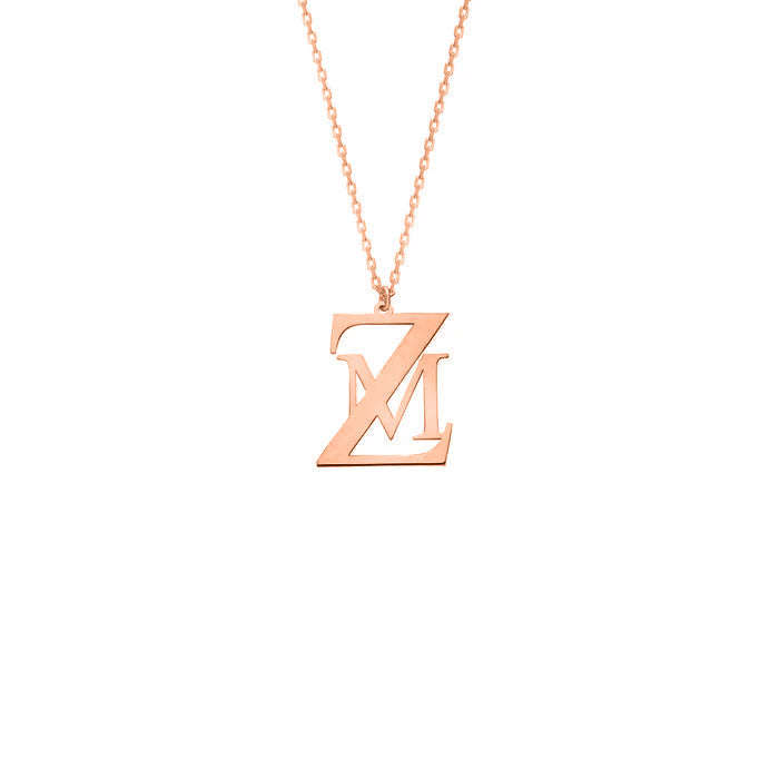 2-PIECE INTERLOCULAR LETTER NECKLACE | 925 SILVER GOLD PLATED