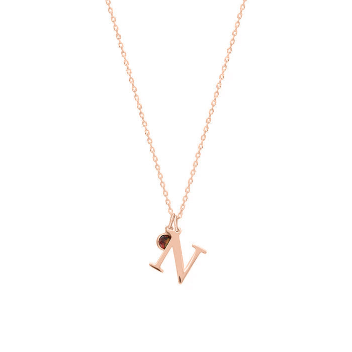 LETTER BIRTHSTONE NECKLACE | 925 SILVER GOLD PLATED