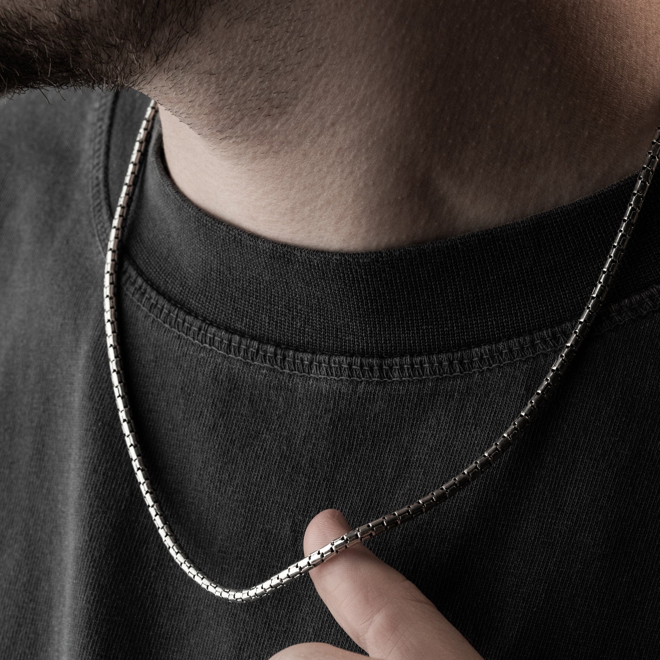 3 mm Yılan Desenli Zincir Erkek Kolye | 925 Ayar Gümüş