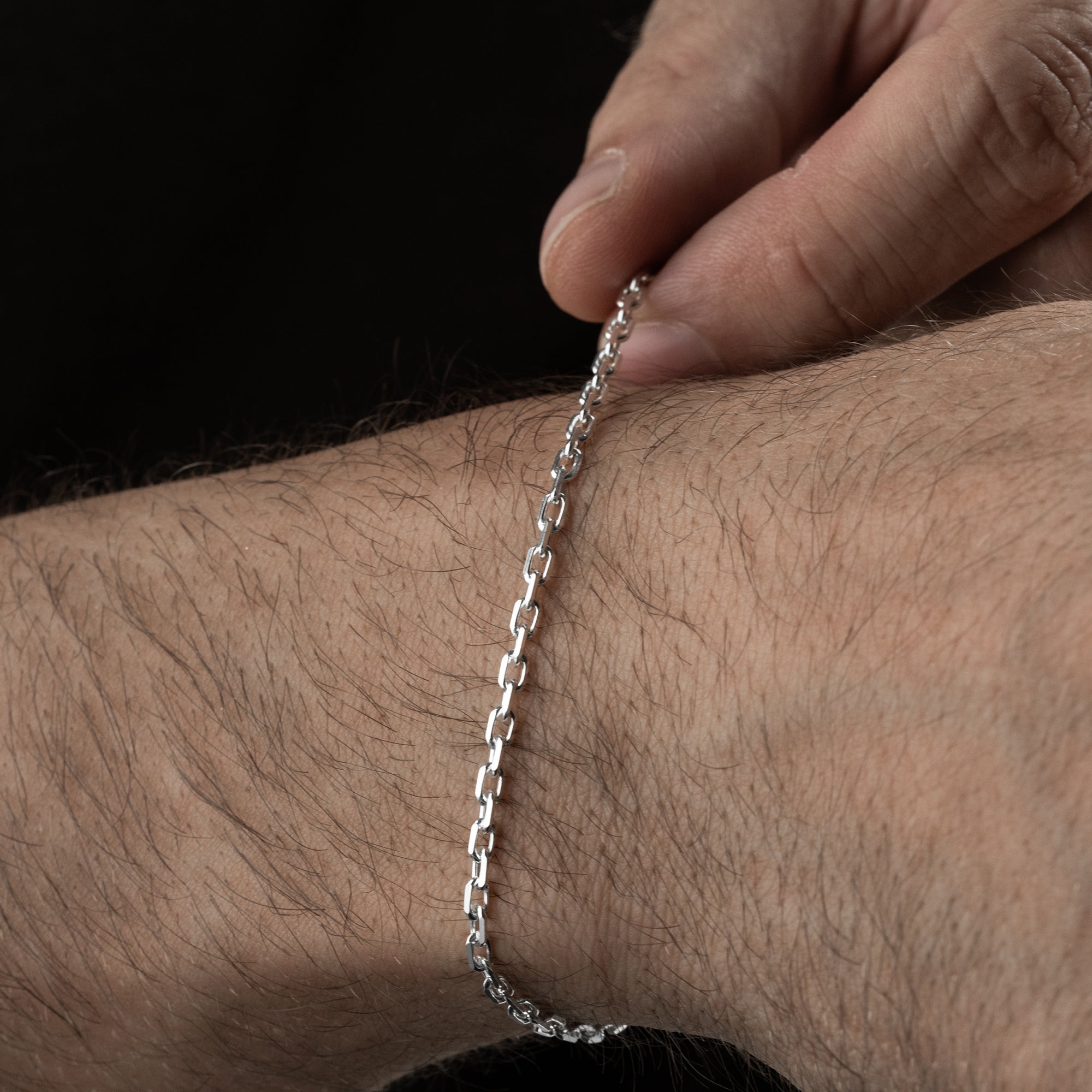 4 mm Forse Zincir Erkek Bileklik | 925 Ayar Gümüş