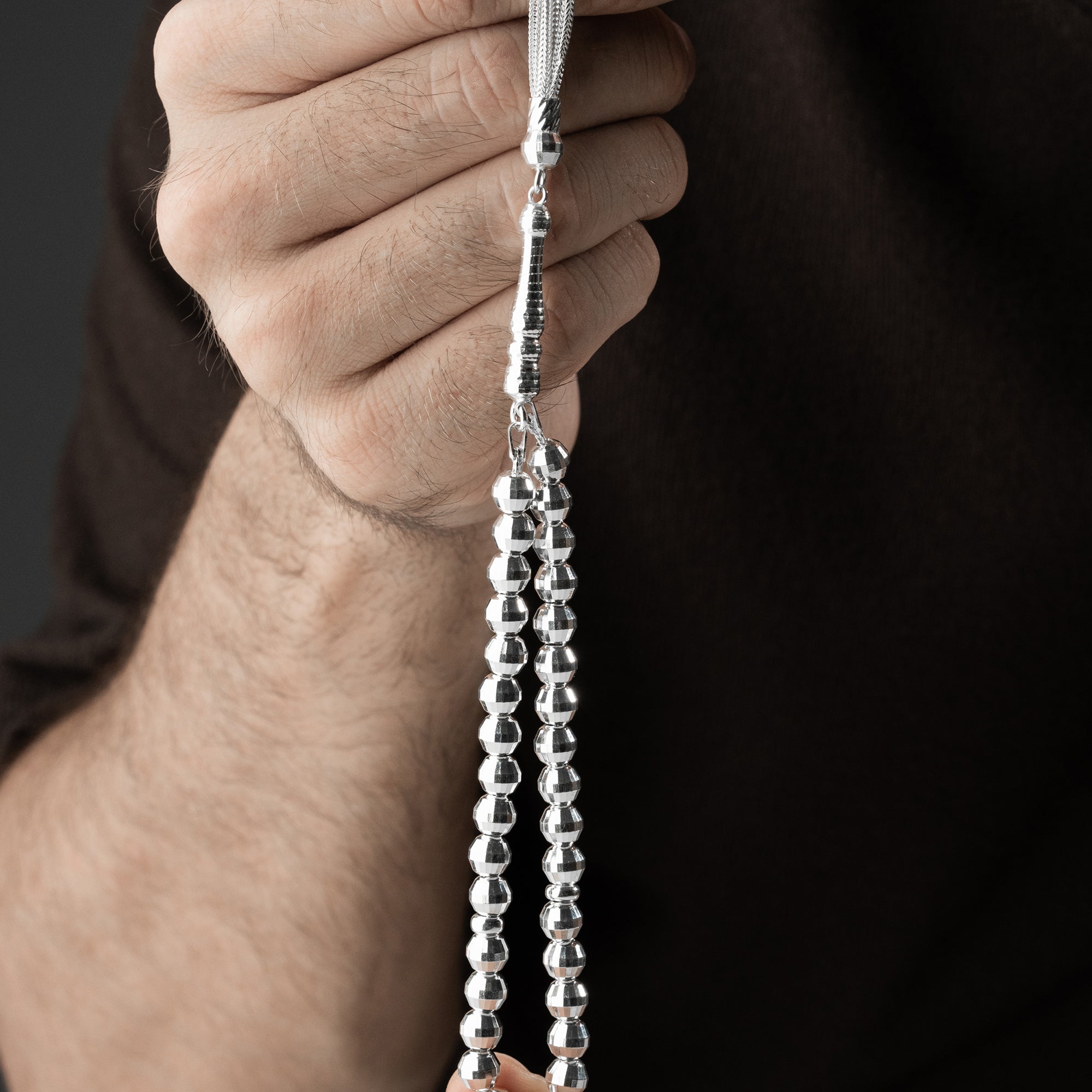 6 mm Bilek Boy Küre Kesim Erkek Tespih | 925 Ayar Gümüş