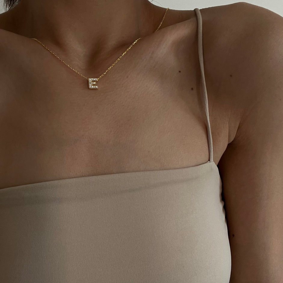 Kişiye Özel Zirkon Taşlı Minimal Harf Kolye | 925 Ayar Gümüş