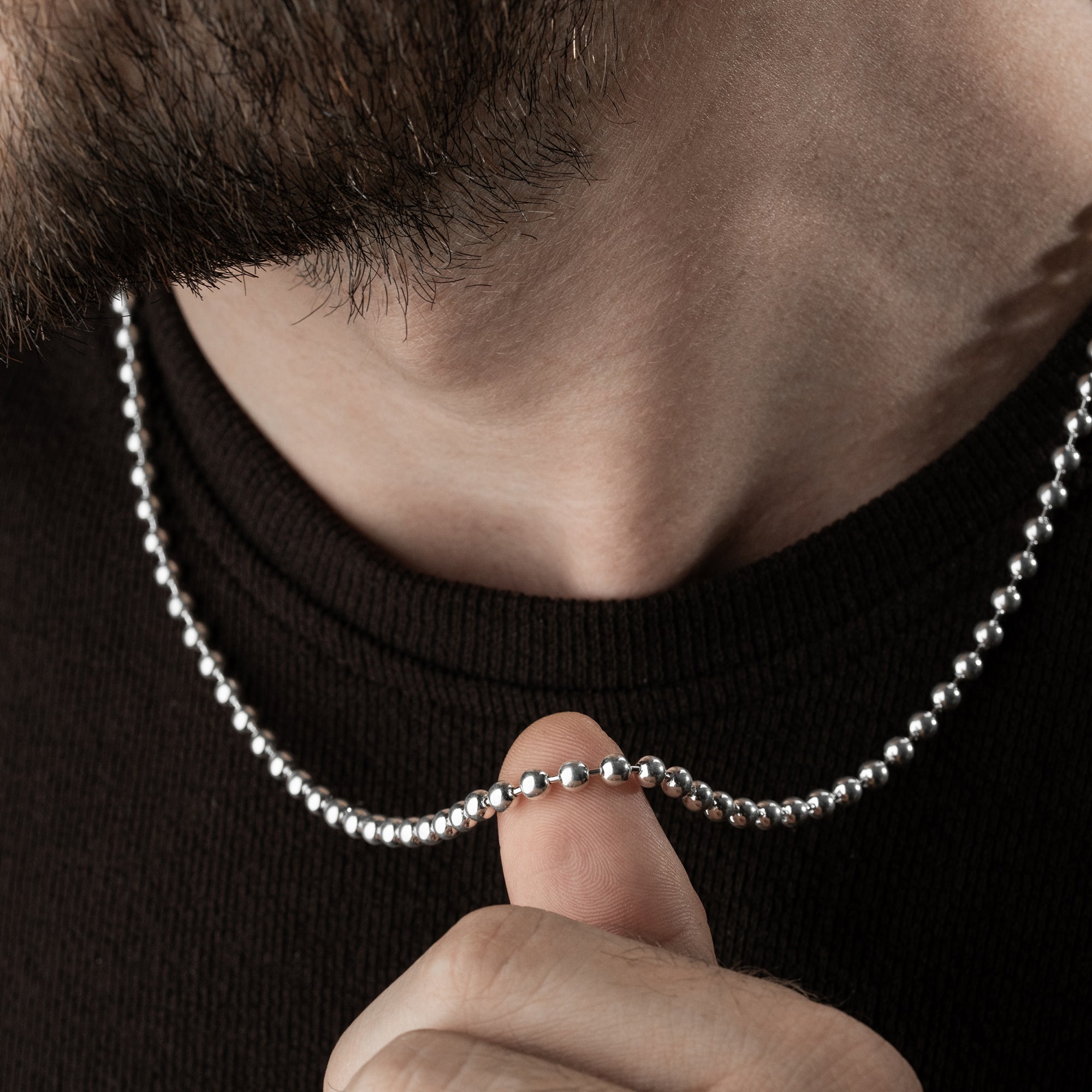 3 mm Top Zincir Erkek Kolye | 925 Ayar Gümüş