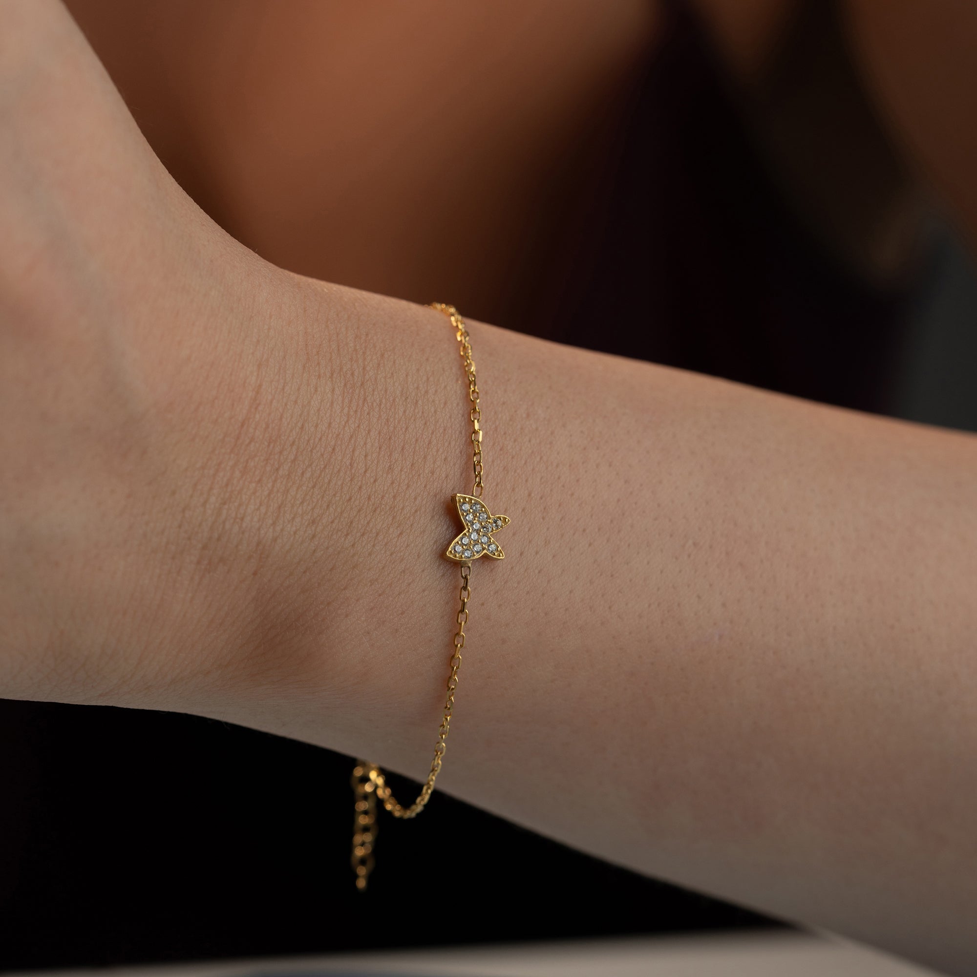 Zirkon Taşlı Minimal Kelebek Bileklik | 925 Ayar Gümüş