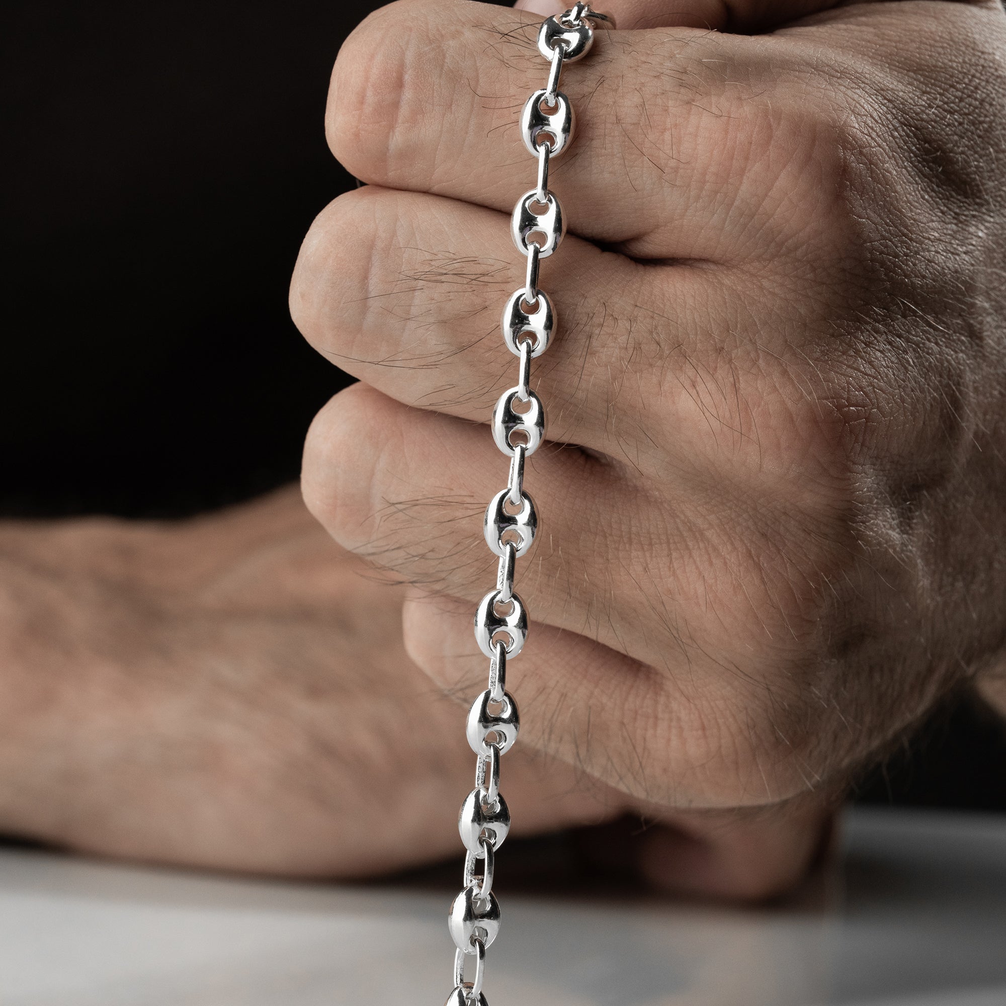 6.2 mm Gemici Zincir Erkek Bileklik | 925 Ayar Gümüş