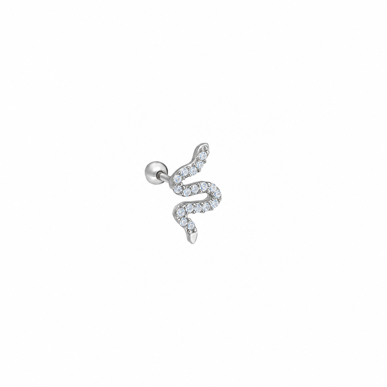 Zirkon Taşlı Yılan Piercing | 925 Ayar Gümüş