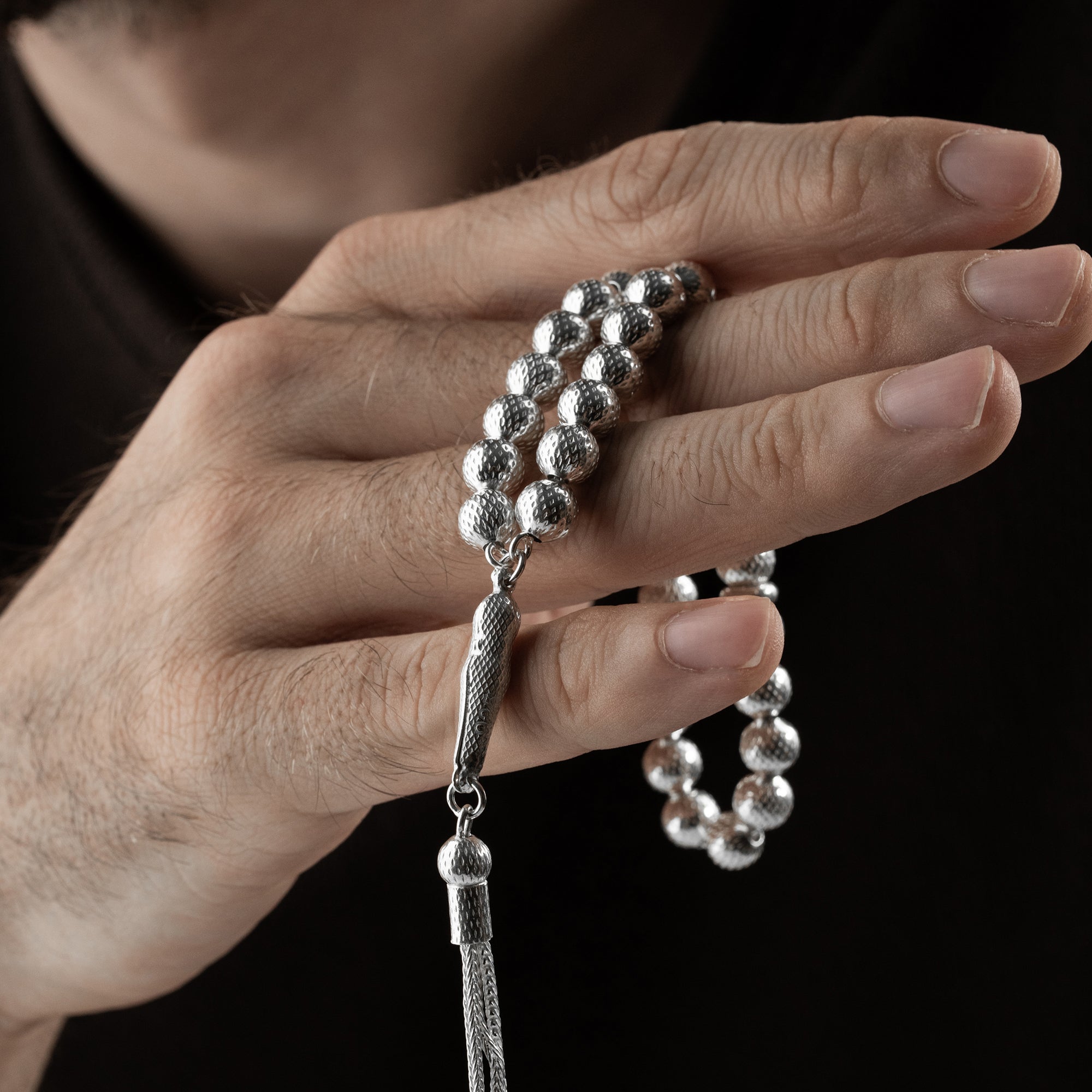 7 mm Bilek Boy Küre Kesim Erkek Tespih | 925 Ayar Gümüş