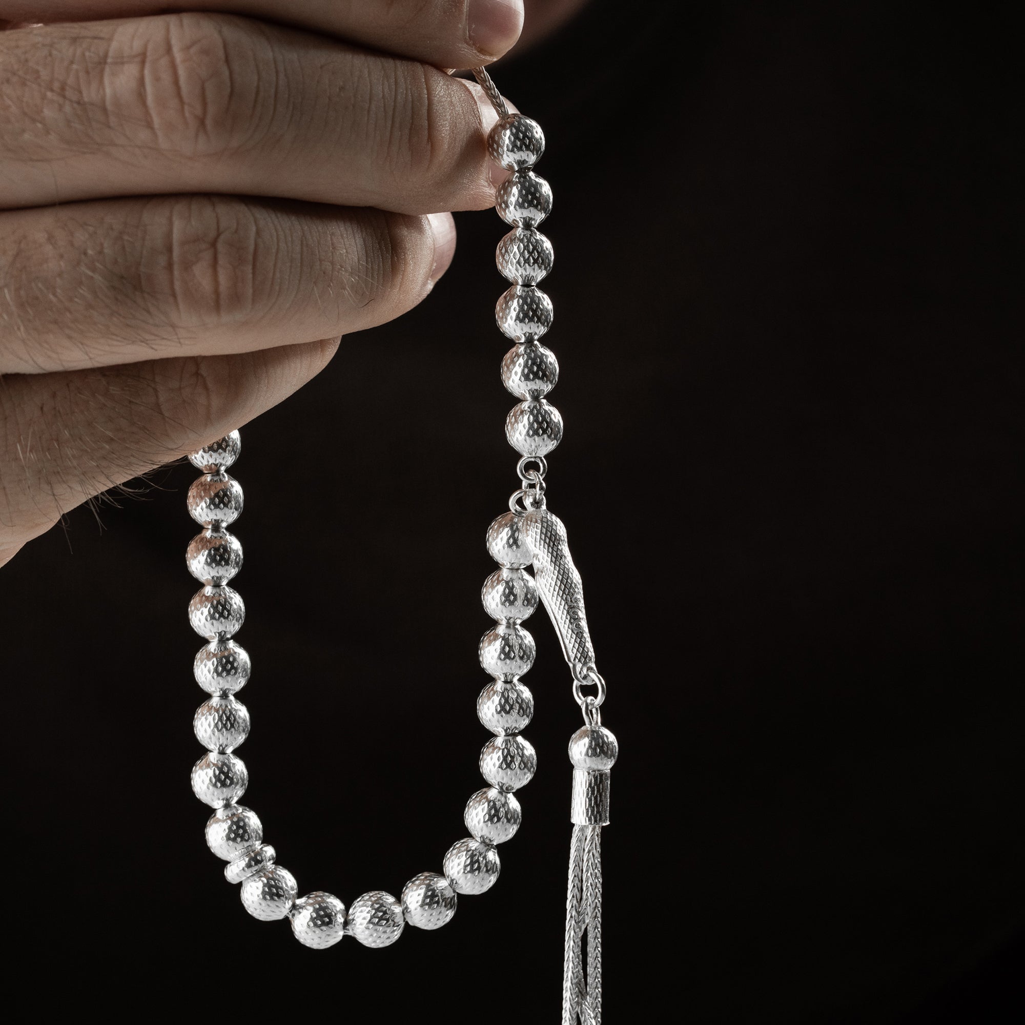 7 mm Bilek Boy Küre Kesim Erkek Tespih | 925 Ayar Gümüş