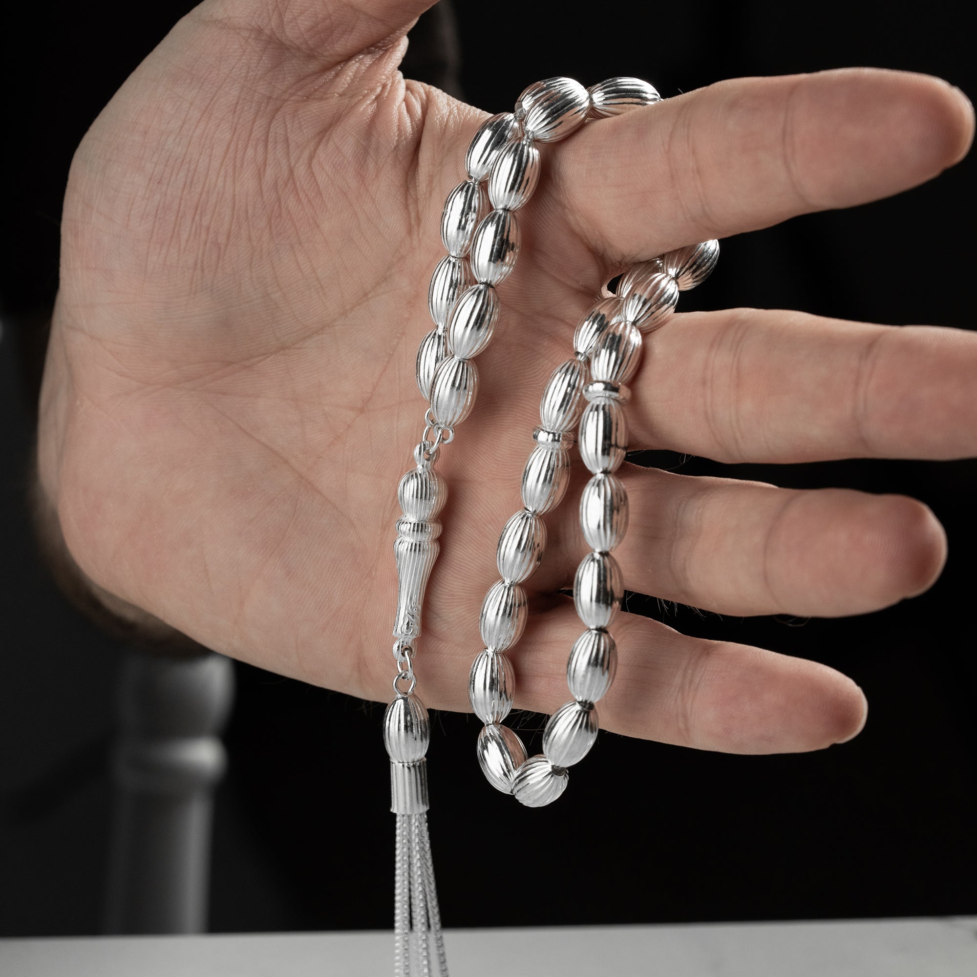 6 mm Arpa Kesim Erkek Tespih | 925 Ayar Gümüş