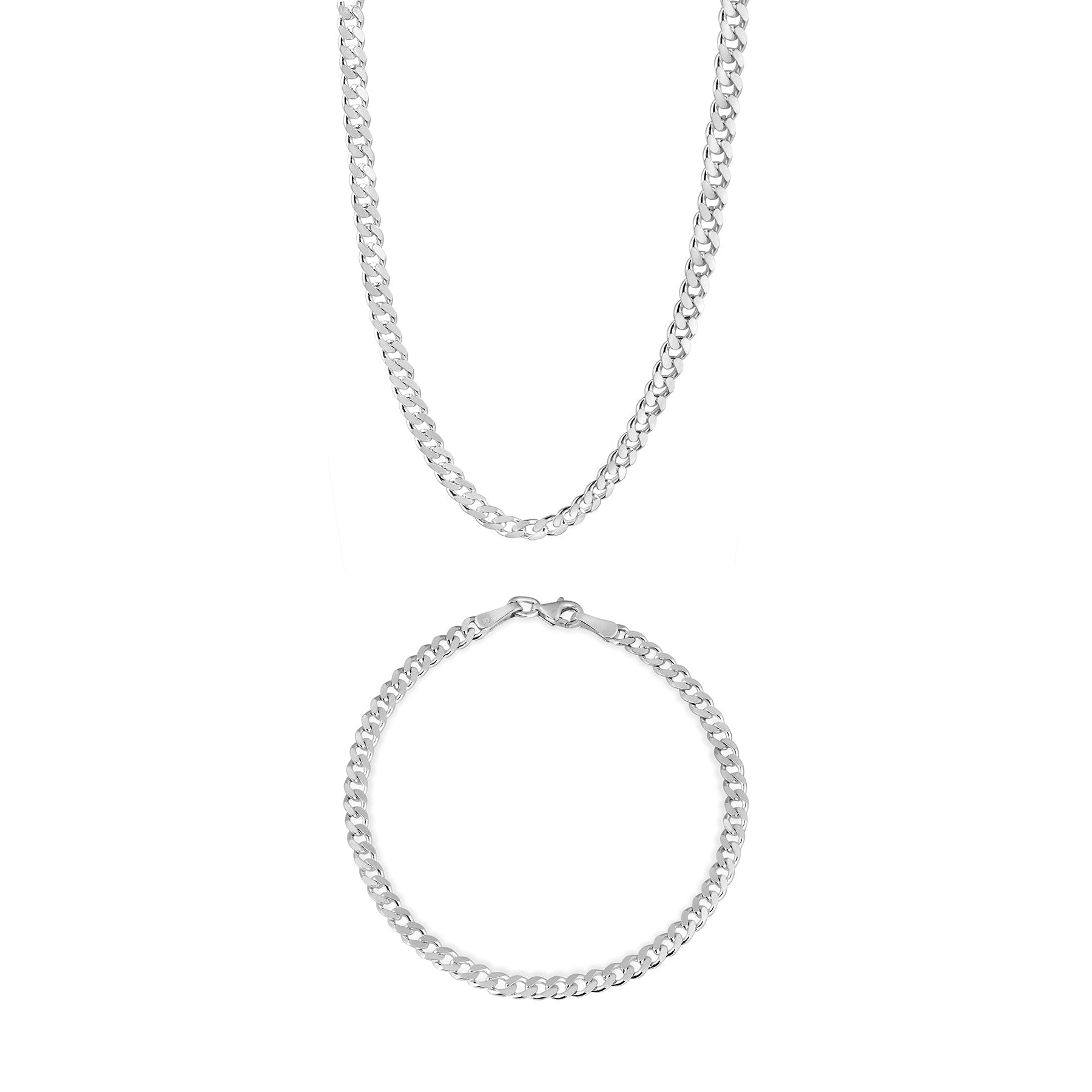 4 mm Gurmet Zincir Erkek Kolye-Bileklik Set | 925 Ayar Gümüş