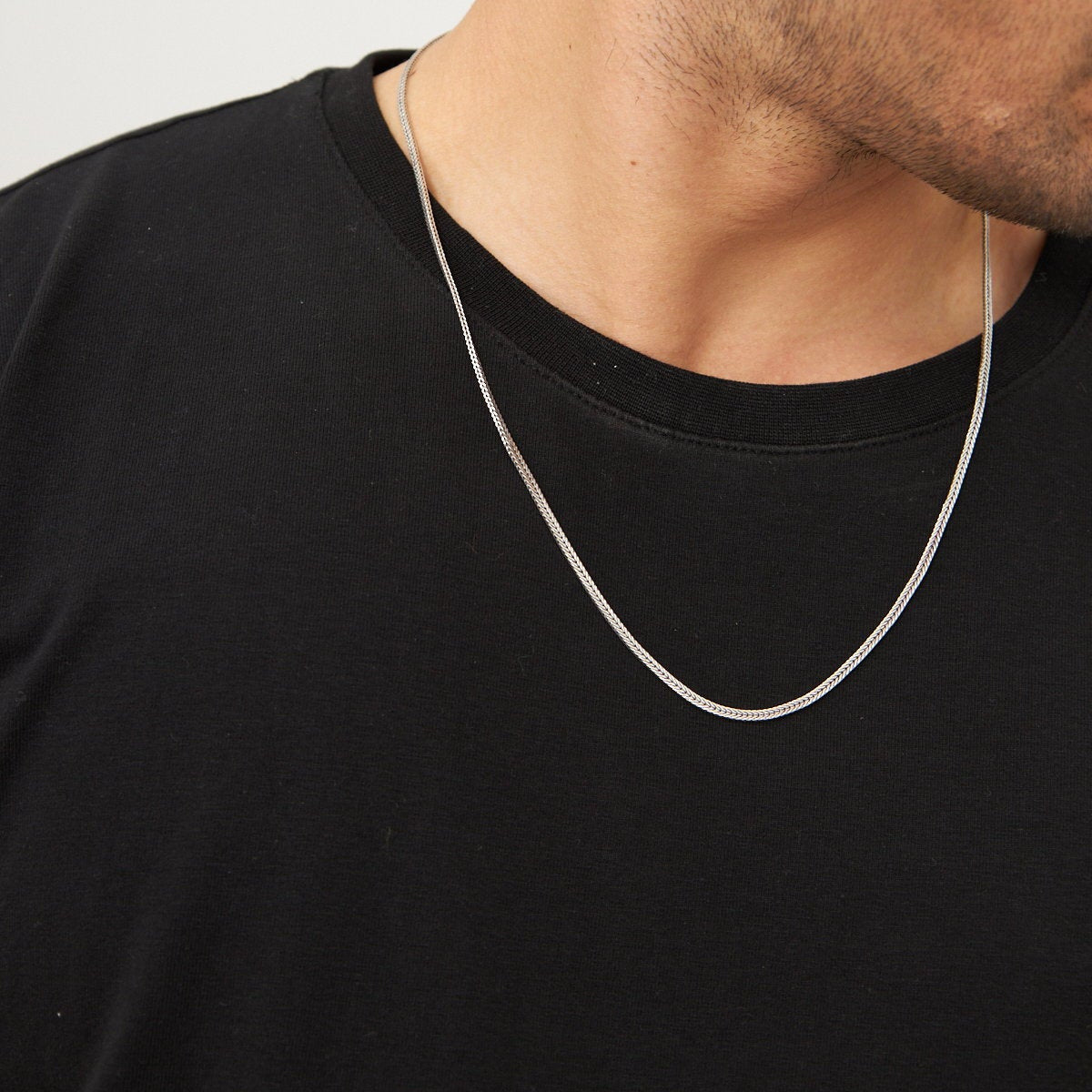 2.5 mm Yassı Tilki Kuyruğu Zincir Erkek Kolye | 925 Ayar Gümüş
